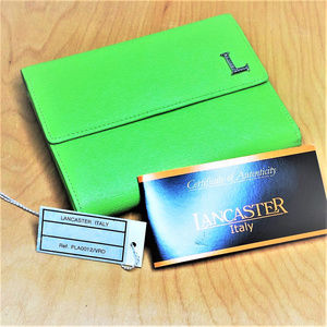 Lime Green Leather Wallet with Diamond Accent